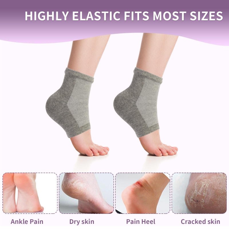 Untrytb 2 Pairs Silicone Socks for Dry Cracked Feet Women  Moisturizing Heel Socks  Gel Toeless Lotion Sock  Moisture Silicon Foot Sock for Cracked Heels Overnight by Untrytb - Image 4